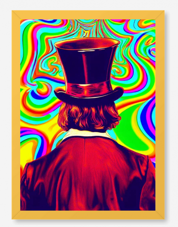 Quadro Willy Wonka Psicodélico A3 30x40 Cm - Com Moldura