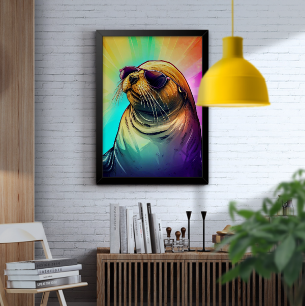 Quadro Foca com óculos – Com Moldura 30×40 A3 - Image 2